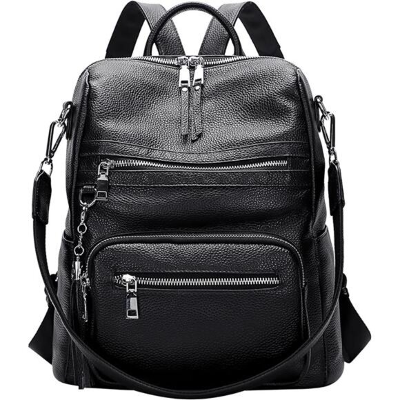Genuine Leather Backpack Purse for Women Large Shoulder Bag With Laptop Pockets main image 7